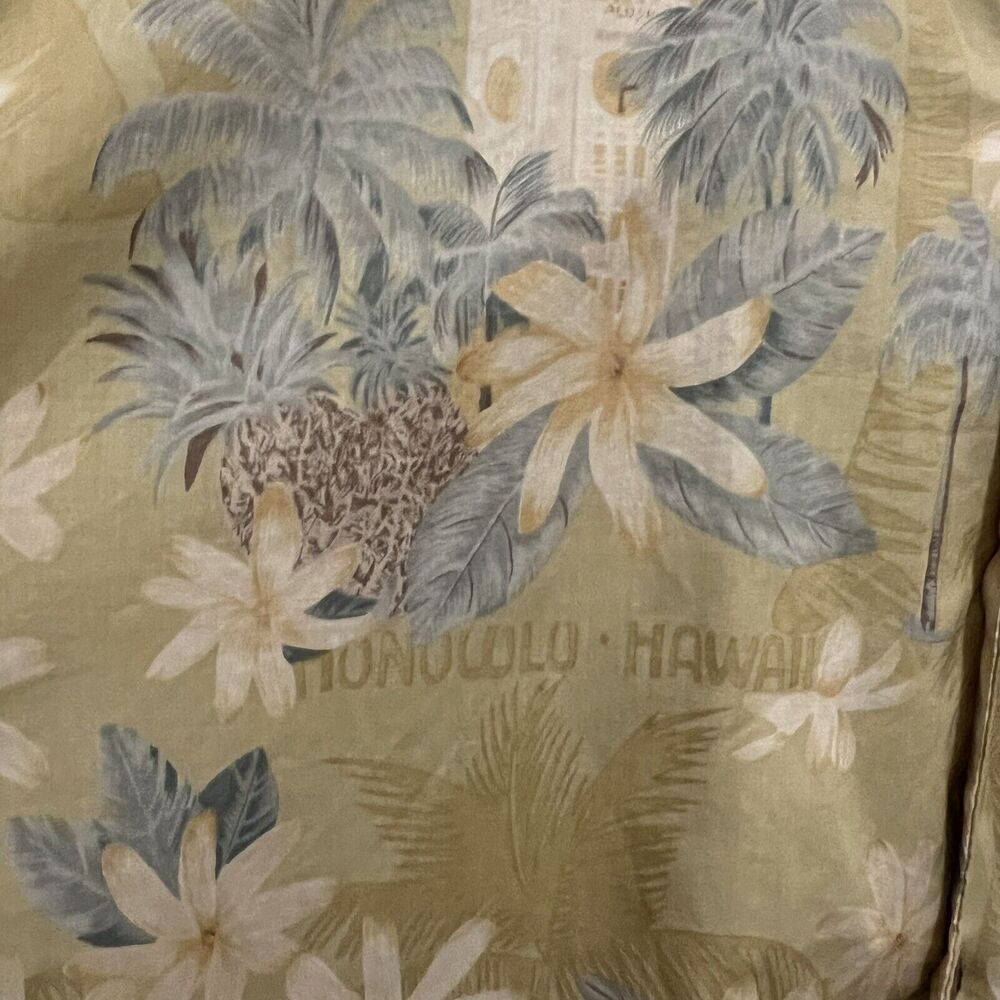 Kahala Hawaiian Shirt Mens Large Floral Yellow White  100% Cotton Vacation Beach - Picture 3 of 9